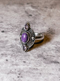 Charoite & Amethyst 925 ring sz8