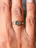 Black sunstone flower brass & sterling ring sz7