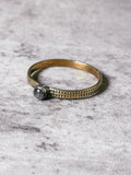 Black sunstone brass & sterling ring sz7
