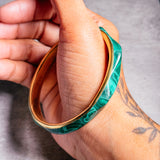 Malachite brass bangle