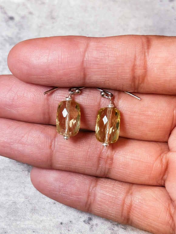 Lemon quartz faceted 925 dangles