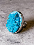 Sleeping beauty turquoise Ganesha 925 adjustable ring