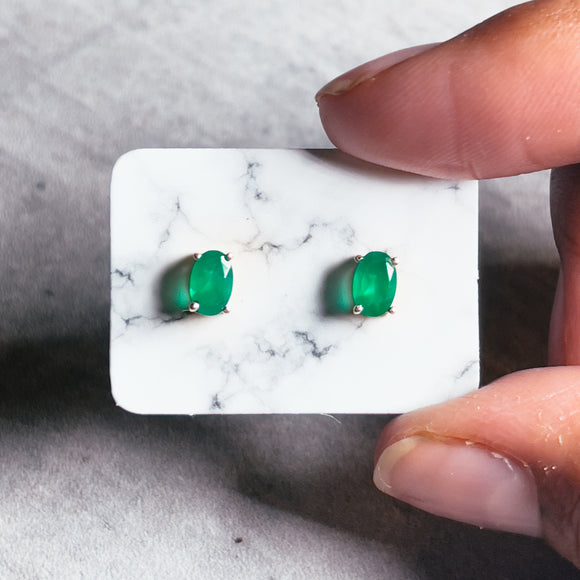 Green onyx oval 925 studs