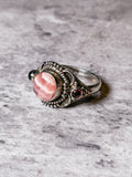 Rhodochrosite garnet 925 sz7 ring