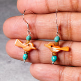 Orange MOP bird & Turquoise earrings