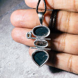 Black tourmaline & herkimer & moldavite 925 pendant