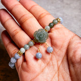 Burmese jade rose charm  & Angelite bracelet