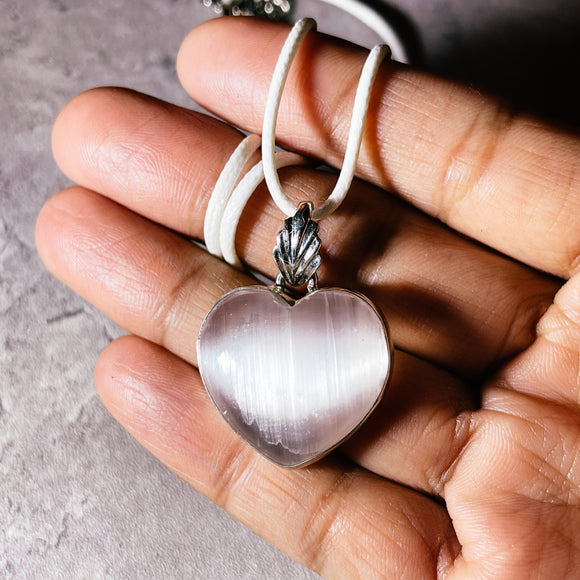 Selenite heart 925 pendant