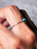 Turquoise flower brass & 925 ring sz9.25