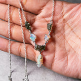 Moldavite & Ethiopian opal 925 necklace