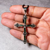 Green Tourmaline herkimer 925 cross pendant