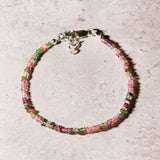 Multi tourmaline smooth rondelle 925 bracelet