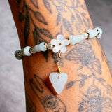 Burmese jade heart charm bracelet