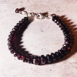 Faceted pyrope garnet rondels 925 bracelet