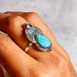 Amazonite blue topaz 925 sz8 ring