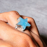 Aquamarine star 925 sz7 ring