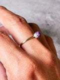 Purple copper turquoise brass & sterling ring sz9