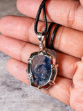 Dummortierite quartz dragon 925 pendant