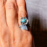 Blue turquoise flower 925 sz5+ ring