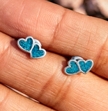 Kingman turquouse double heart 925 studs