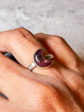 Red labradorite moon 925 ring