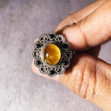 Onyx Baltic Amber sz8 925 ring