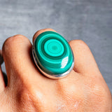 Statement Malachite 925 sz7 ring