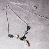 Moldavite & Ethiopian opal 925 necklace