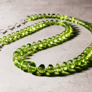 Smooth rondelle peridot 925 necklace