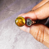 Moldavite Baltic Amber sz9+ 925 ring