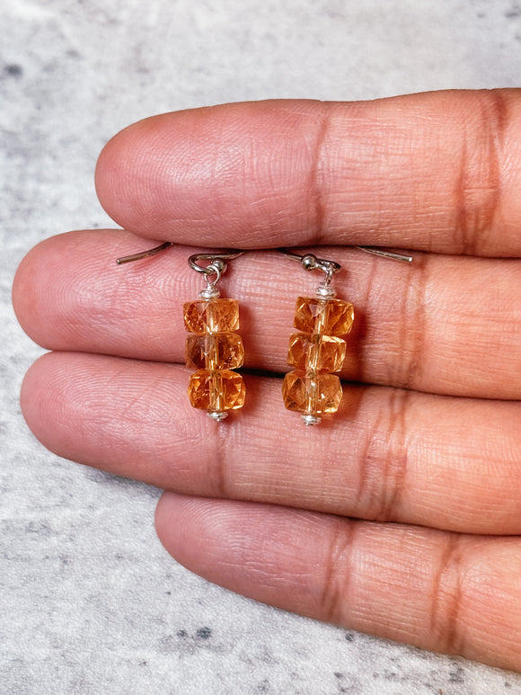 Citrine squares 925 dangles