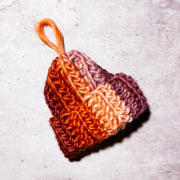 Handmade crochet beanie ornament