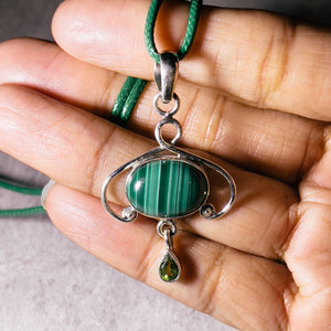 Malachite peridot 925 pendant