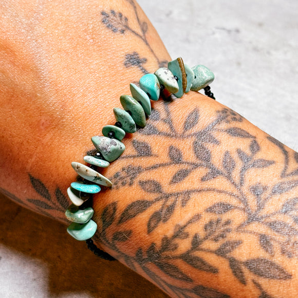 Kingman turquoise black spinel 925 bracelet 6.75”