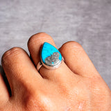 Pyrite turquoise 925 sz6.25 ring