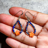 Spiny oyster star lapis lazuli mini hoop 925 earrings