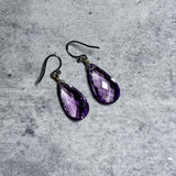 Amethyst faceted drop 925 earrings