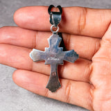 Blue turquoise sterling cross pendant