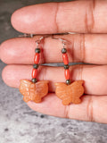 Mediterranean coral pyrite aventurine butterfly 925 dangles