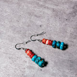 Kingman turquoise & Spiny oyster 925 earrings