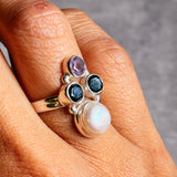 Amethyst pearl onyx 925 sz6.25 ring