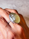 Libyan desert glass scarab 925 adjustable ring