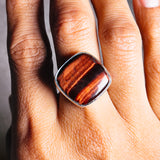 Red tigers eye 925 adjustable ring