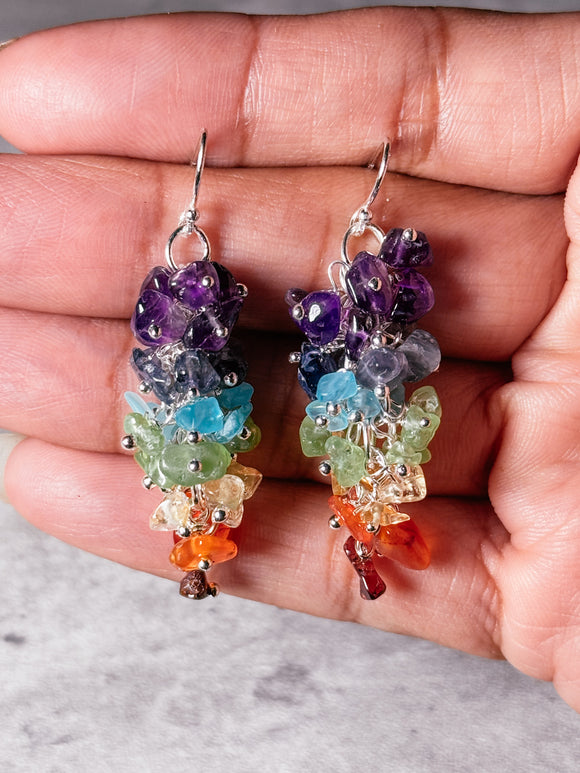 7 chakra grape dangle 925 earrings