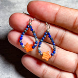 Spiny oyster star lapis lazuli mini hoop 925 earrings