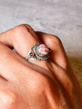 Rhodochrosite garnet 925 sz7 ring
