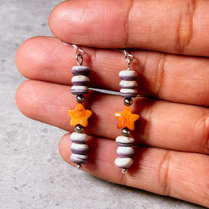 Spiny oyster star wampum 925 earrings