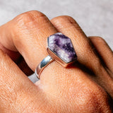 Lepidolite coffin 925 sz7.75 ring