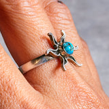 Blue copper turquoise sun 925 sz9.25 ring