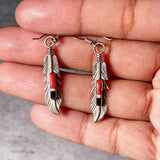 Navajo sterling MOP Onyx Oearl Heather 925 earrings